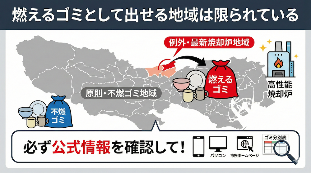 燃えるゴミとして出せる地域は限られている